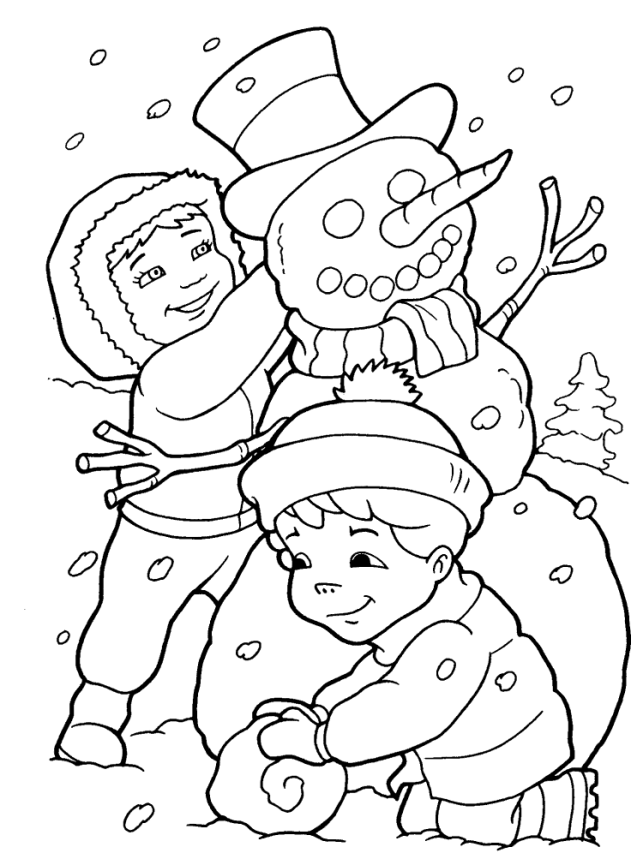 Розмальовки для дітей Зимові забави